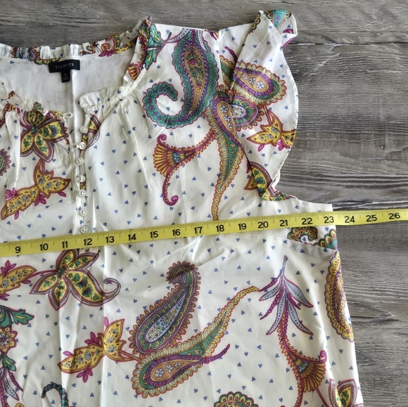 Talbots Paisley Flutter-Sleeve Blouse — Size XL — NWOT - Picture 3 of 7